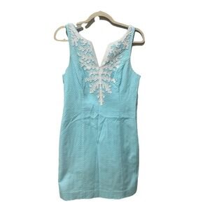 Lilly Pulitzer Gabby Shift Dress Sea Salt Blue, Size 4 EUC